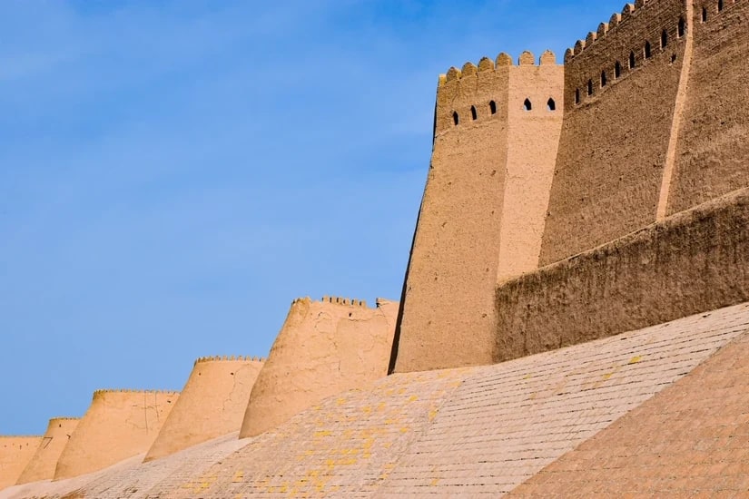 Khiva's smooth, crenellated mud-brick city walls